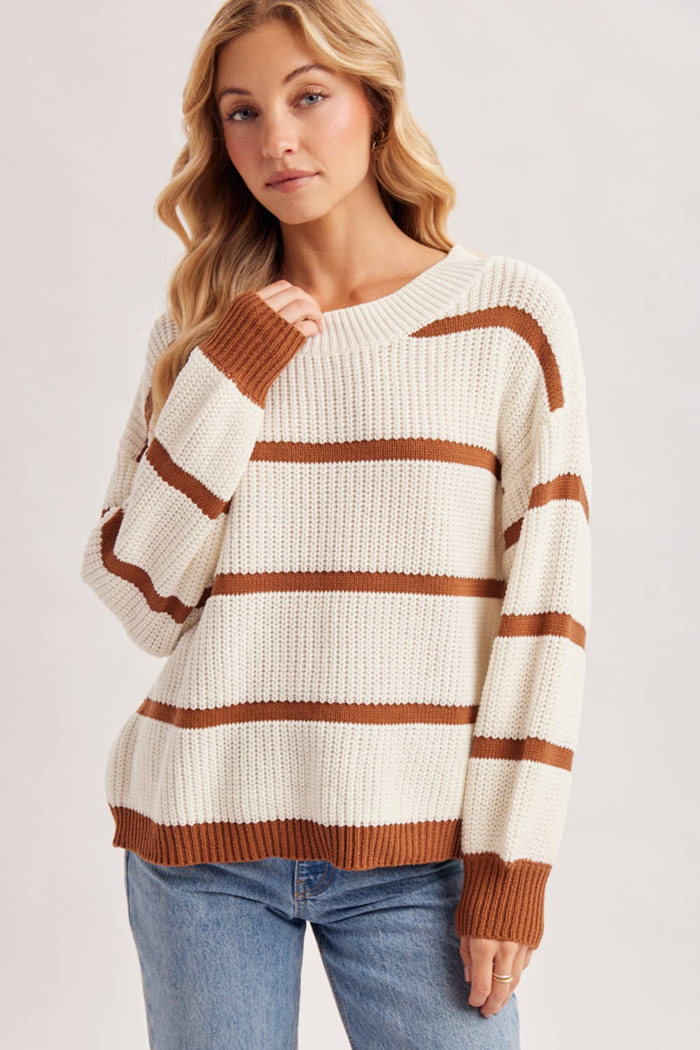 Slouchy Stripe Knit Sweater