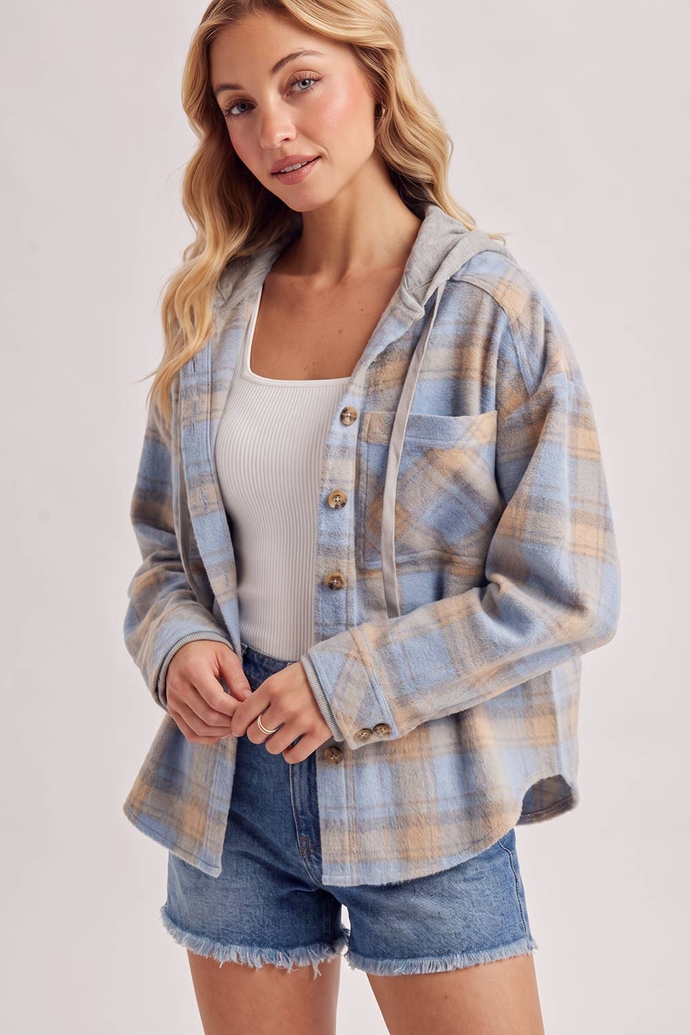 Hooded Plaid Shacket