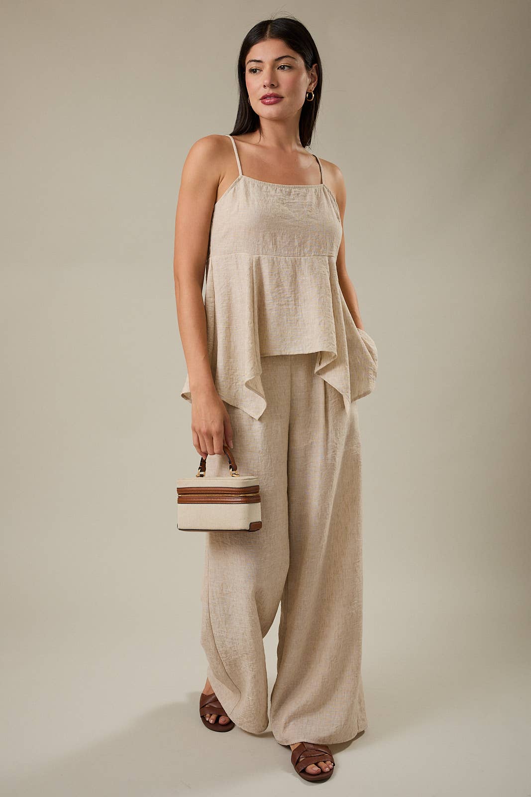 Pleat Waist Wide Leg Pant
