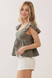 Gauze Baby Doll Ruffle Top