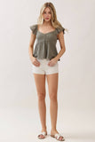 Gauze Baby Doll Ruffle Top