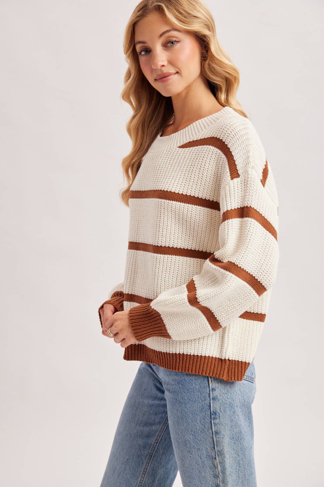 Slouchy Stripe Knit Sweater
