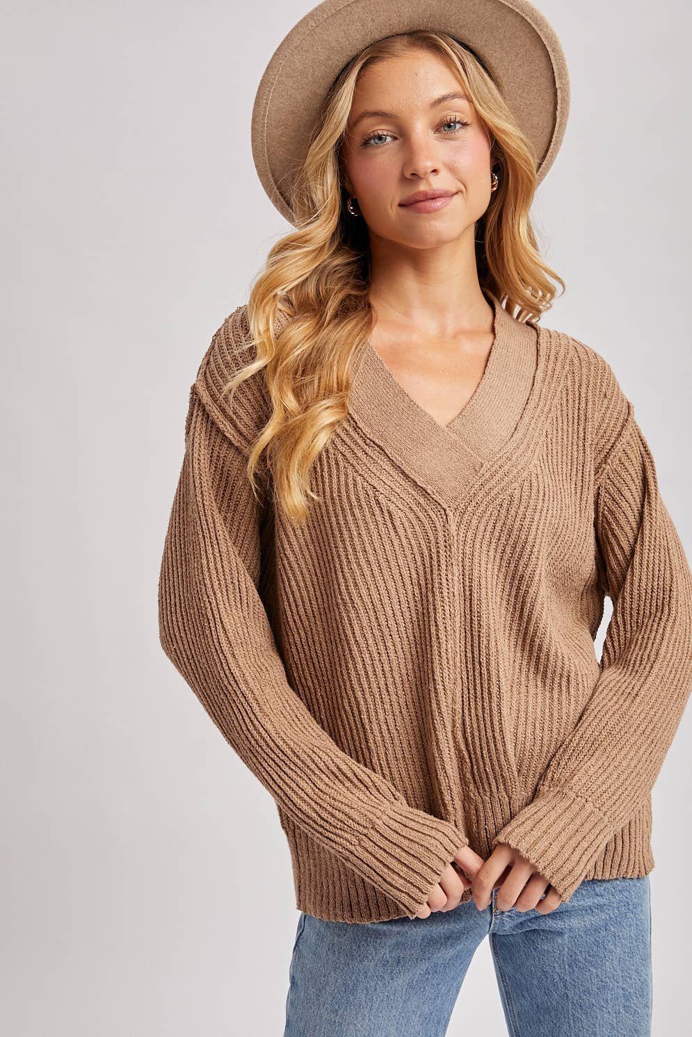 V-neck Knit Sweater Pullover