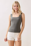 Double Layer Solid Square Neck Tank Top
