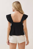 Gauze Baby Doll Ruffle Top