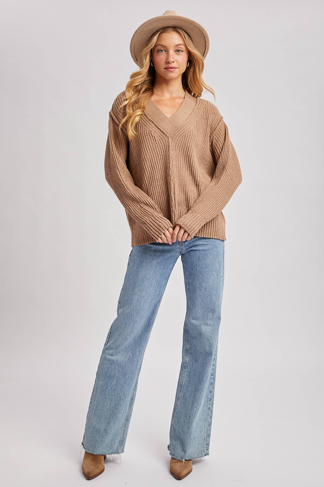 V-neck Knit Sweater Pullover