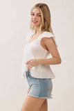 Gauze Baby Doll Ruffle Top