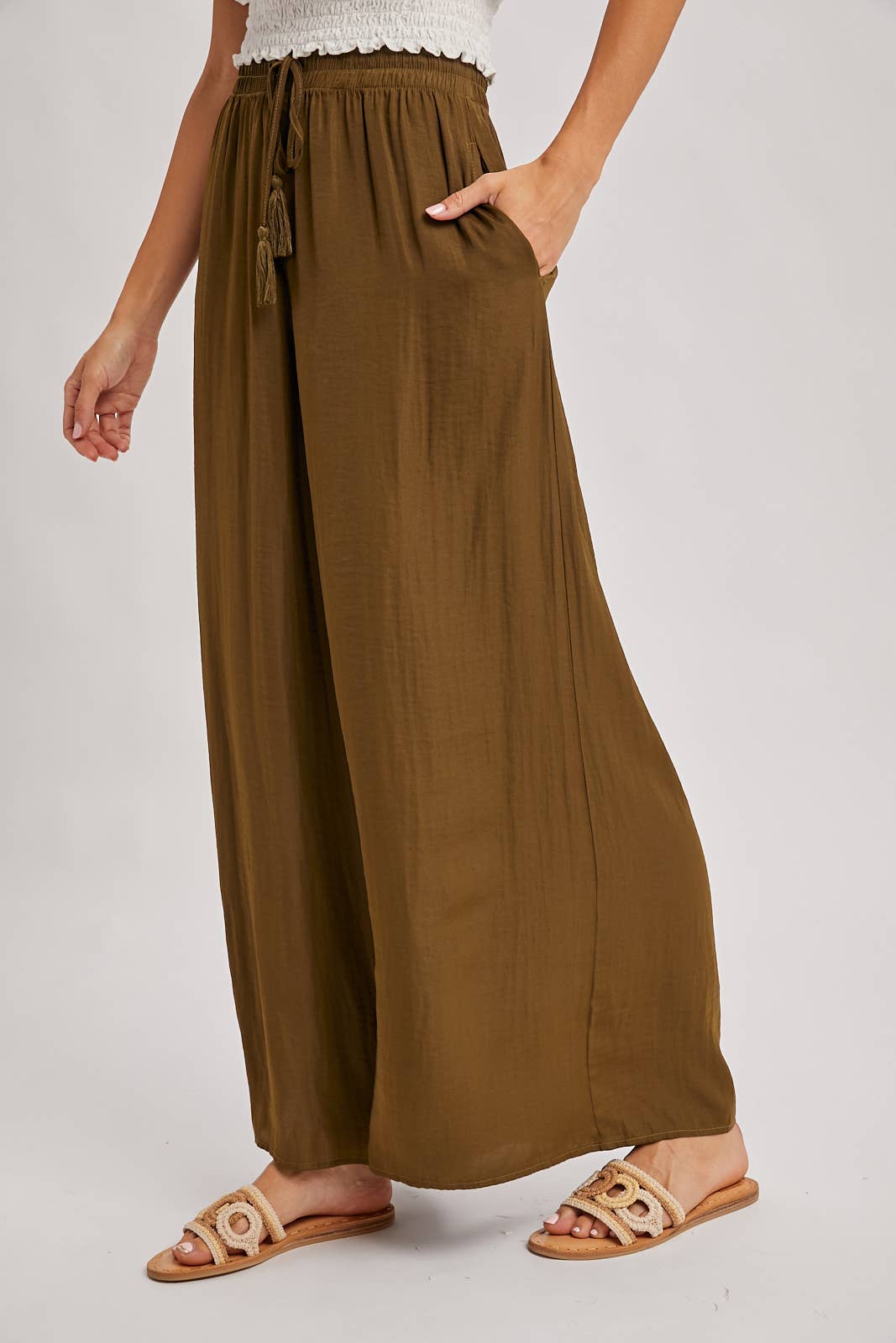 SILKY PALAZZO WIDE LEG PANTS