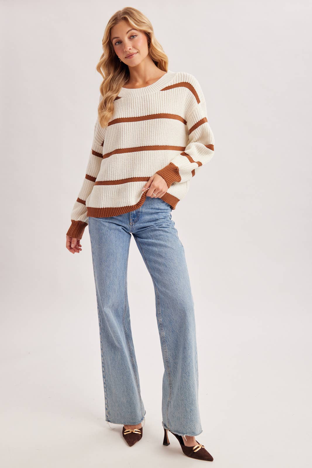 Slouchy Stripe Knit Sweater