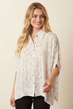 GAUZE BUBBLE DOLMAN SLEEVE BLOUSE