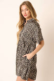 ABSTRACT PRINT BABYDOLL SHIRT DRESS