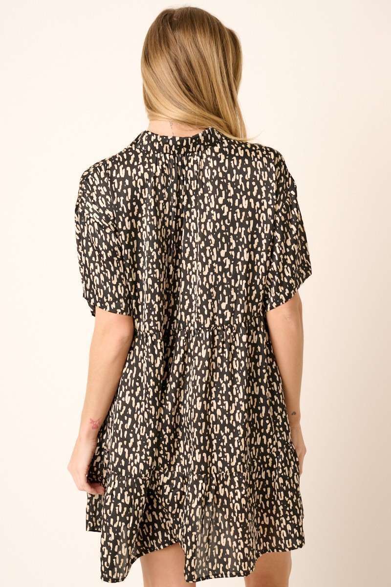 ABSTRACT PRINT BABYDOLL SHIRT DRESS