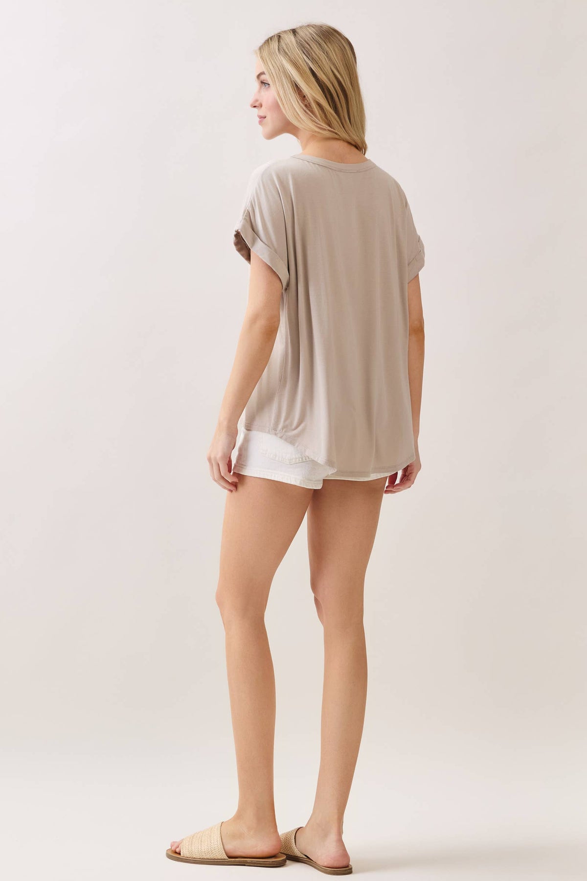 Solid Crew Neck Short Sleeve Top