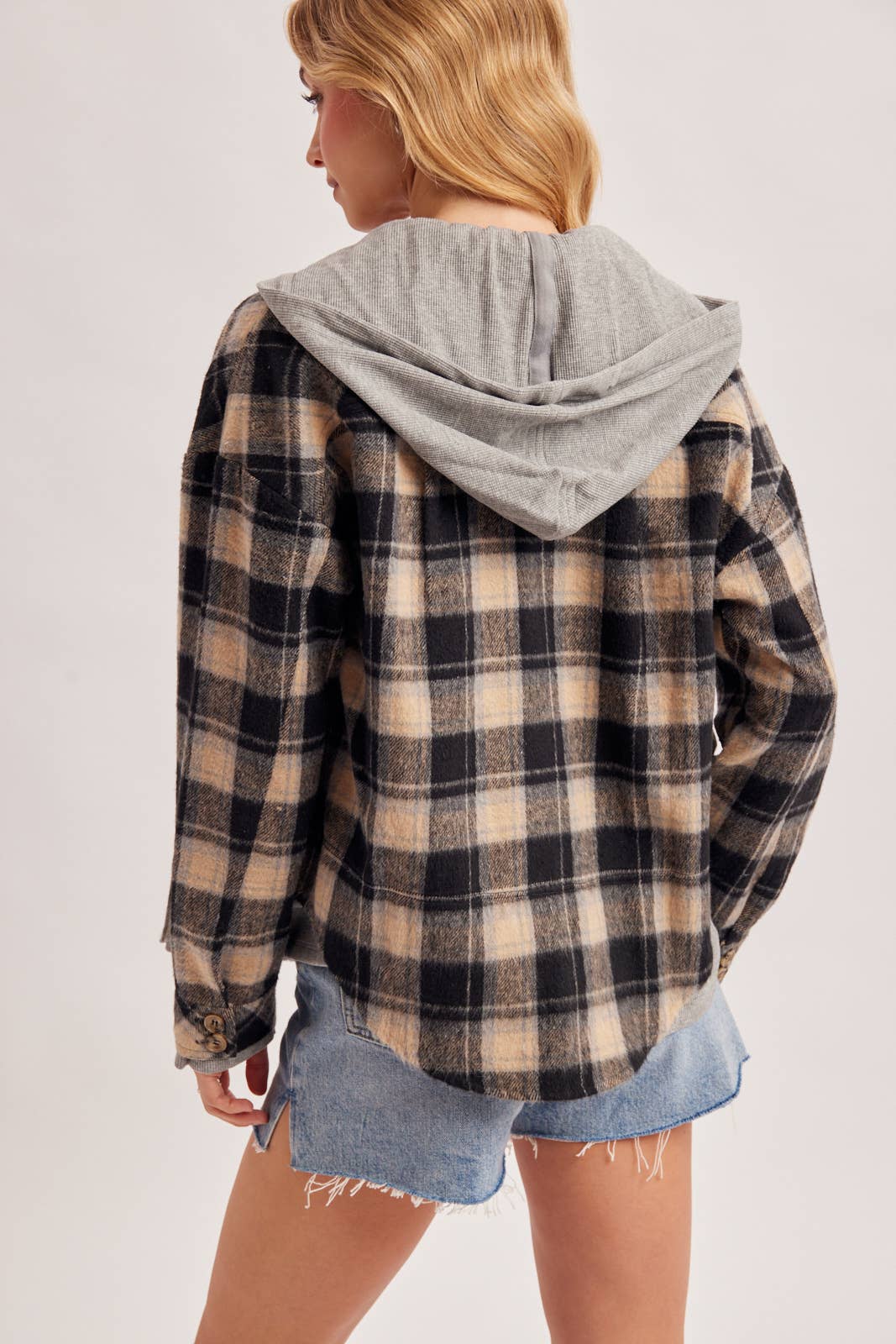 Hooded Plaid Shacket