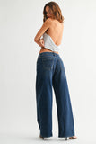 Dark Stretch Mid Rise Palazzo