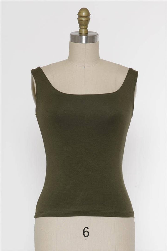 Double Layer Square Neck Tank Top