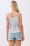 Stripe Surplice Tie Top