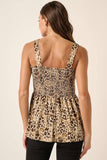 ANIMAL PRINT SMOCKING DETAIL TANK