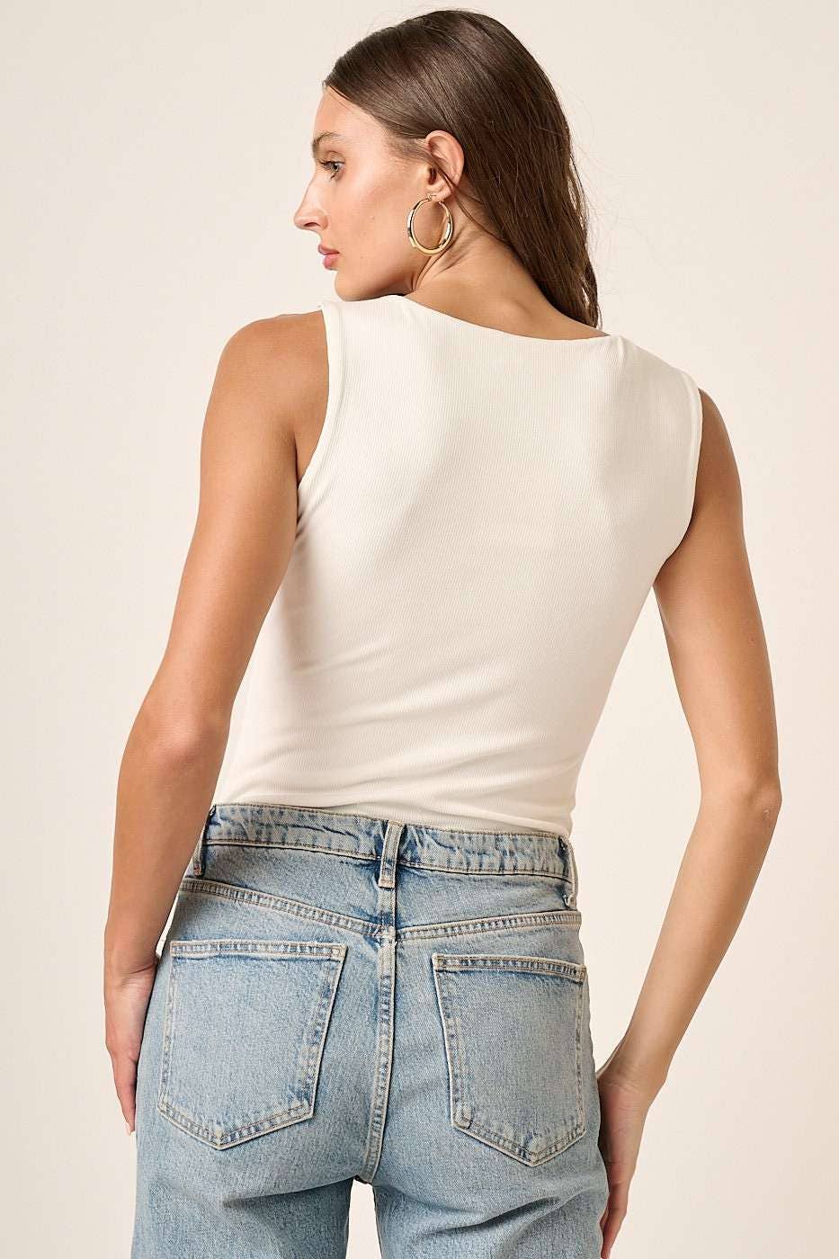 DEEP V NECK SLEEVELESS BODYSUIT