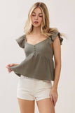 Gauze Baby Doll Ruffle Top