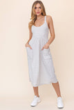 Sleeveless Pocket detail Stripe Dress