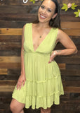 Ruffled Deep V Swing Dress